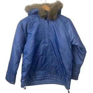 GAP KIDS pullover blue fleece lined hooded jacket XL 12